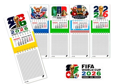 Календарь на магните с блокнотом , на 2026 и 2027 год , 5 штук ,Чемпионат мира по футболу 2026, ЧМ 2026 (World Cup 2026) , Футбольный сувенир ,подарок фанату футбола , 3 вид