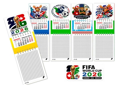 Календарь на магните с блокнотом , на 2026 и 2027 год , 5 штук ,Чемпионат мира по футболу 2026, ЧМ 2026 (World Cup 2026) , Футбольный сувенир ,подарок фанату футбола , 4 вид