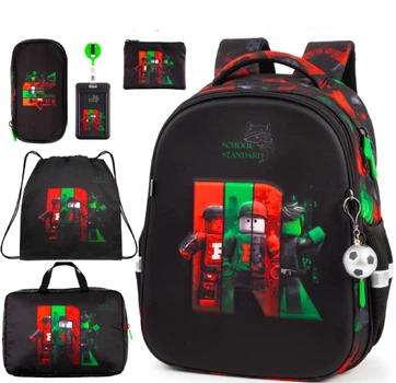 Школьный ортопедический рюкзак 6 в 1 для мальчика School Standard 38х30х18 см Роблокс для младших классов (SET 170-80)