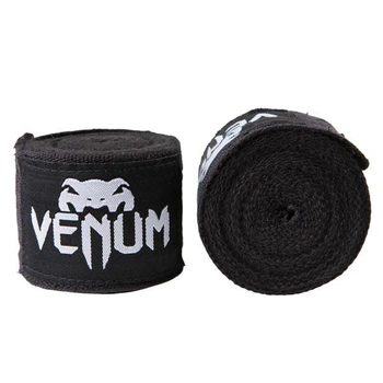 Бинт для боксу 2шт Venum Бавовна з еластаном 3м Чорний