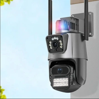 Бездротова WiFi IP-камера вулична поворотна PTZ P11 ICSEE 3MP+3MP, подвійний об'єктив, нічне бачення