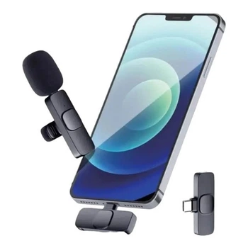 Беспроводной петличный микрофон K9-IP с адаптером Type-C или Lightning, Bluetooth 5.0, шумоподавление