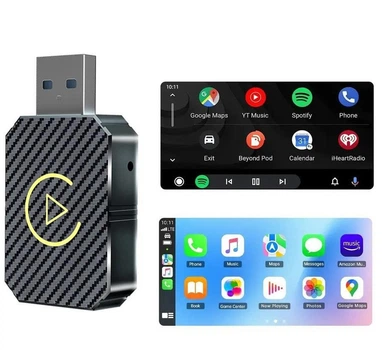 Адаптер для авто CarPlay і Android Auto бездротовий, під'єднання через USB і Bluetooth, чорний