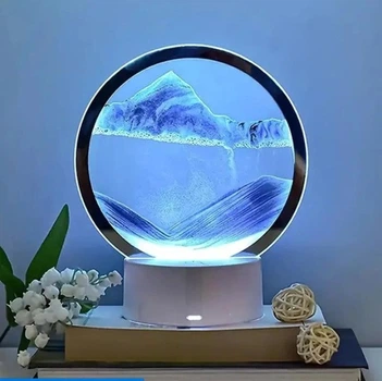 Настольная LED лампа ночник RGB 3D песочные часы Sandscape с USB и батарейным питанием