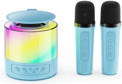 Портативная колонка K19 Bluetooth с LED-подсветкой и 2 микрофонами, караоке