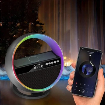 Багатофункціональна колонка G5 з будильником, RGB-підсвіткою й бездротовою зарядкою