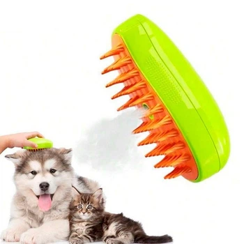 Расческа с паром для кошек и собак Cat Steam Brush, щетка для груминга с массажем и аккумулятором