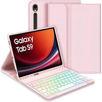 Клавіатурний чохол GOOJODOQ для Galaxy Tab S9 11 Рожевий QWERTZ підсвітка RGB Bluetooth (SM-X710 SM-X716B SM-X718U)