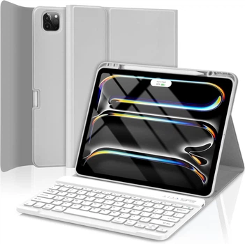 Чехол-клавиатура TQQ для iPad Pro 13 M5/M4 Серый магнитный съемный QWERTY подставка держатель для Apple Pencil