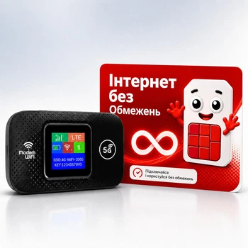 Высокоскоростной модем/роутер USB WI-FI 3G/4G/5G/ LTE MF 688 з активным монитором + Безлимитный стартовый пакет Vodafone интернет Черный