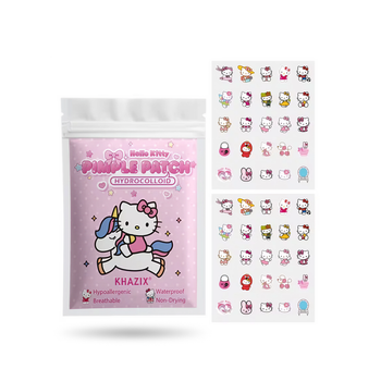 Патчи от прыщей и акне гидроколлоидные Khaziz Hello Kitty фигурные, Разноцветные, 50 шт