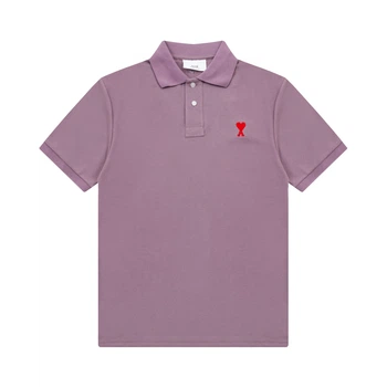Мужская футболка-поло Ami Paris Ami De Coeur small logo Polo Shirt лиловая размер XL (AP12003.9XL)