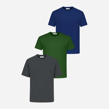 Набор футболок хлопковых длинных мужских Ray Premium Fit U0102-3PACK3 3XL 3 шт Темно-серый/Зеленый/Темно-синий (RAY2000000054650)