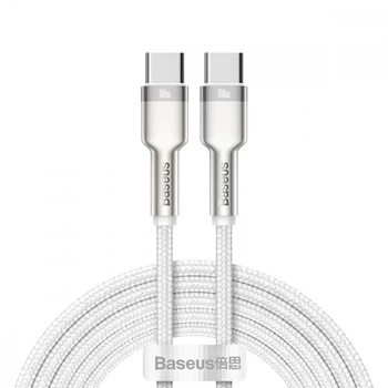 Кабель BASEUS Cafule Series Metal Type-C - Type-C 100W (5A) с быстрой зарядкой PD, 2 м, белый