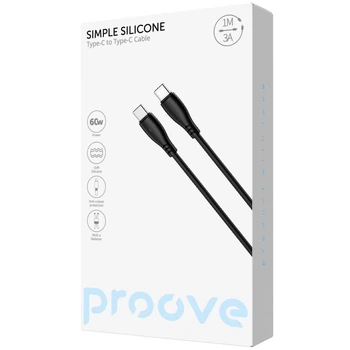 Кабель Proove Simple Silicone Type-C to Type-C 60W (1m) black