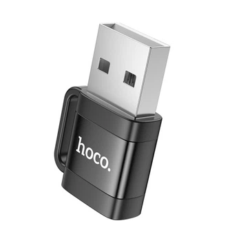 Переходник Hoco UA31D USB male to Type-C female USB2.0 adapter, черный