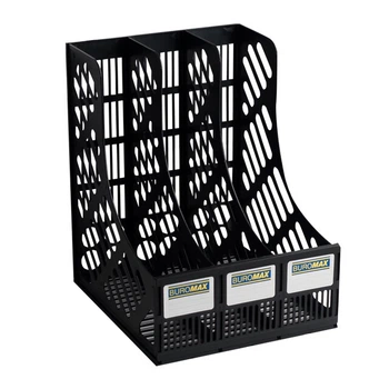 Вертикальный лоток для бумаг BuroMax 3 отделения сборный черный (BM.6100)