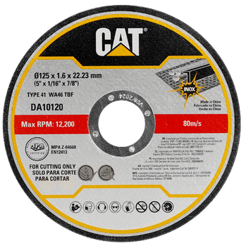 Диск для різання металу CAT DA10120 125 x 22.2 мм 10 шт (6943475896362)