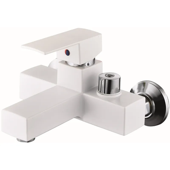 Смеситель для ванны Plamix Kubus-009 Euro Set White (со шлангом, лейкой и кронштейном) (PM0752)