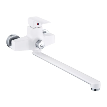 Смеситель для ванны Plamix Kubus-006 Euro Set White (со шлангом, лейкой и кронштейном) (PM0738)