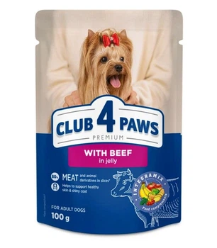 Вологий корм для дорослих собак Club 4 Paws Premium з яловичиною в желе 100г *24шт