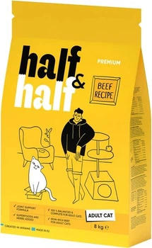 Сухий корм для дорослих котів Half&Half з яловичиною 8 кг (20857)