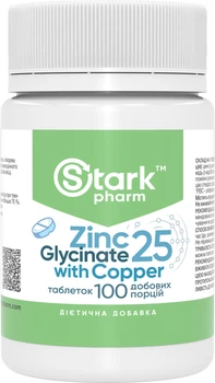 Цинк глицинат 25 мг с медью Stark Zinc Glycinate 25 with Copper, 100 таблеток (3312)