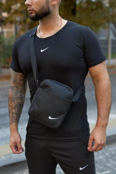 Модная мужская и женская черная барсетка сумка через плечо мессенджер Nike спортивная сумочка для документов и телефона на каждый день