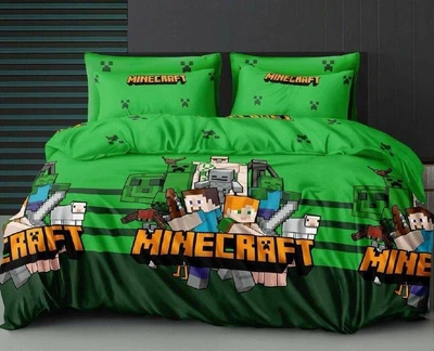 Дитяча бавовняна постільна білизна полуторна, принт з Minecraft 150*210