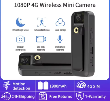 4G мини-камера 1080p с удалённым доступом, ночным видением и поворотным объективом (без карты памяти)