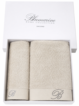 Набір махрових рушників Blumarine Home Collection зі стразами 40 на 60 см та 60 на 110 см 2 шт бежевий
