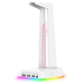 Держатель наушников Onikuma ST-2, RGB, Gaming, 3USB, AUX, 1.5m, white