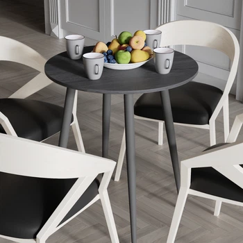 Стіл круглий OPTIMA 4 ноги на конус Ferrum-decor 750x670x670 Чорний метал ДСП Сосна Кембра 16 мм (OPTIM4007)