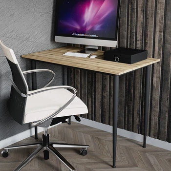 Стол универсальный Prime Ferrum-decor 750x1400x700 Черный металл ДСП Дуб Евок Прибрежный 16 мм (PRAIM55)