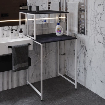 Стелаж полку Бафрум 402 Ferrum-decor для пральної машини 133,5x70,5x60,5 Білий метал ДСП Каштан Арвадонна 16 мм (BED42208)