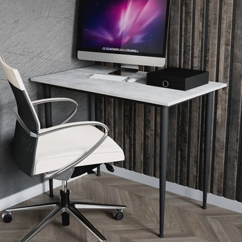 Стол универсальный Prime Ferrum-decor 750x1400x700 Черный металл ДСП Бетон 16 мм (PRAIM57)