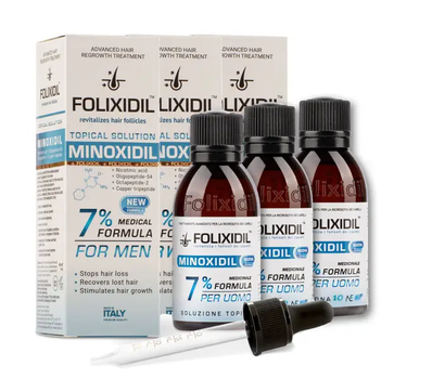 Набір з 3-х лосьйонів Folixidil Minoxidil 7% - 3х60 мл