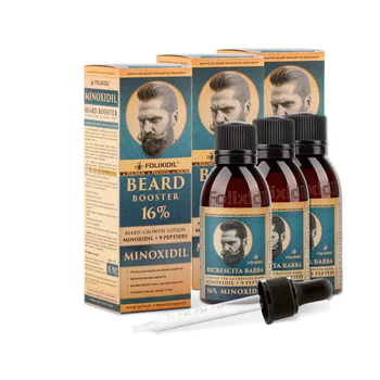 Набір з 3-х лосьйонів для бороди Folixidil Beard Booster Minoxidil 16% - 3х60 мл
