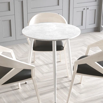 Стол круглый OPTIMA 3 ноги на конус Ferrum-decor 750x670x670 Белый металл ДСП Бетон 16 мм (OPTIM3015)