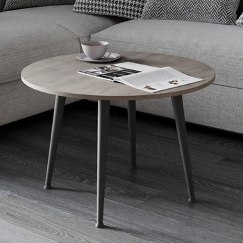 Стіл журнальний круглий OPTIMA 2 ноги на конус Ferrum-decor 450x670x670 Чорний метал ДСП Дуб Кремона Канолло 16 мм (OPTIM2201)