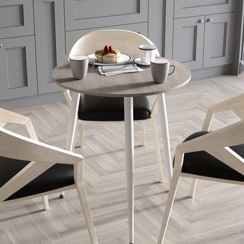 Стол круглый OPTIMA 3 ноги на конус Ferrum-decor 750x670x670 Белый металл ДСП Дуб Кремона Канолло 16 мм (OPTIM3306)