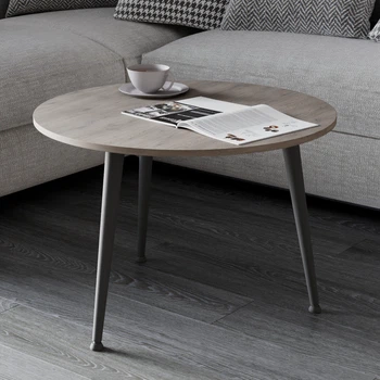 Стіл журнальний круглий OPTIMA 1 ноги на конус Ferrum-decor 450x670x670 Чорний метал Дуб Кремона Канолло 16 мм (OPTIM1101)
