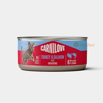 Вологий корм Carnilove Turkey & Salmon для кошенят, паштет, індичка і лосось, 100 г