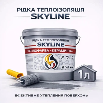 Рідка керамічна теплоізоляція SkyLine для утеплення стін, фасадів, покрівлі та трубопроводів Сіра 1 л