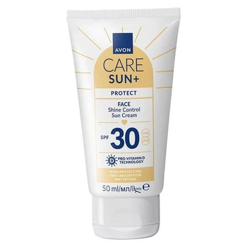Сонцезахисний матуючий крем Avon Care Sun+ для обличчя SPF30, 50 мл