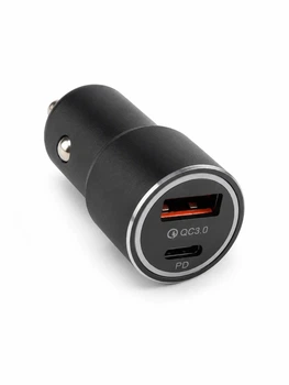 Автомобільний зарядний пристрій USB-A + USB-C PD/QC3.0 для прикурювача 12-24V