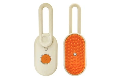 Паровая щетка массажер с ручкой Steamy Brush E-W3317 для вычесывания собак и кошек с паровым распылителем бело-молочная Китай