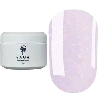 Гель для нарощування нігтів SAGA Magic Builder Gel 01 молочний з кольоровими пластівцями поталі 15 мл