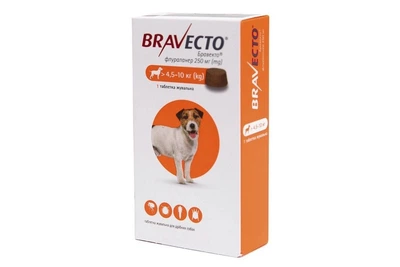Таблетка Бравекто від бліх і кліщів для собак 4,5-10 кг №1 Bravecto