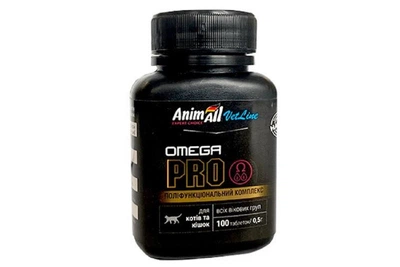 Таблетки для котов и кошек VetLine Omega PRO 0,5 г витаминный комплекс №100 AnimAll